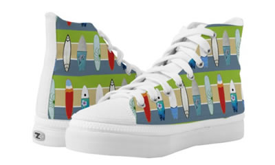 Surfing USA sneakers. Designed by Island Art Bocas for Yotigo. I am an artist that lives off the grid in the rainforest.  Visit my websites to view my products and art